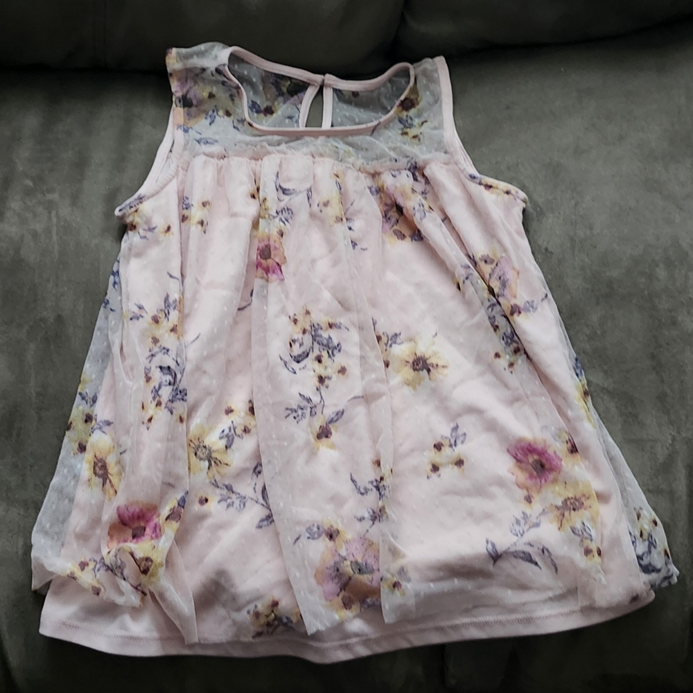 No Boundaries Pink Floral Sheer Layered Tank Top